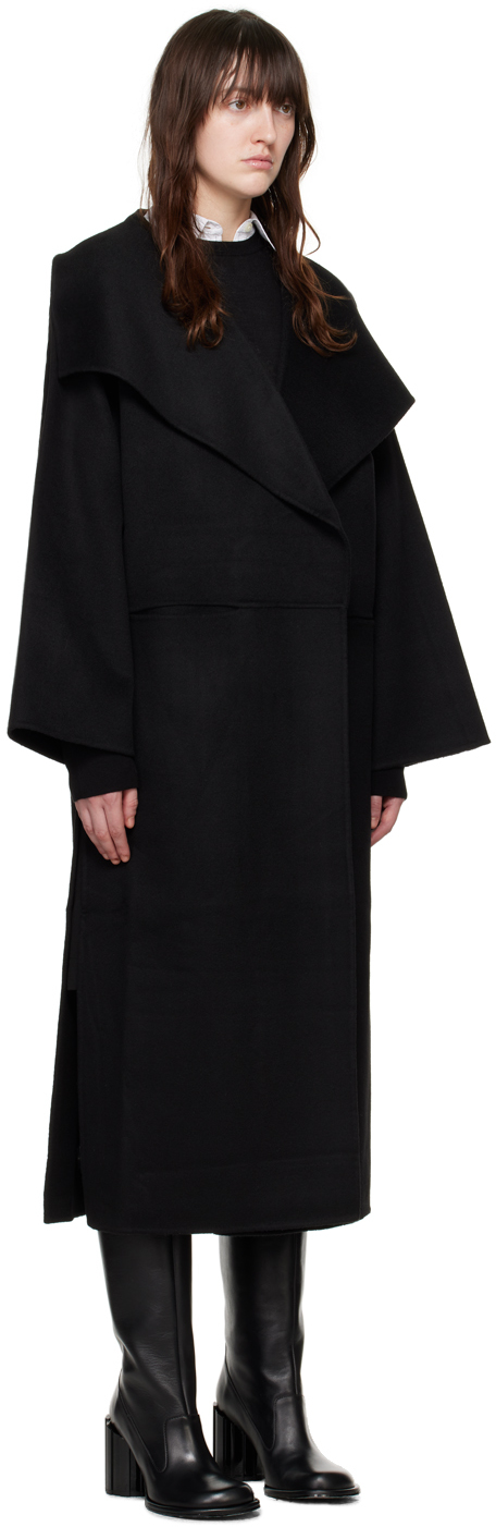 Shop Totême Black Signature Coat In 200 Black
