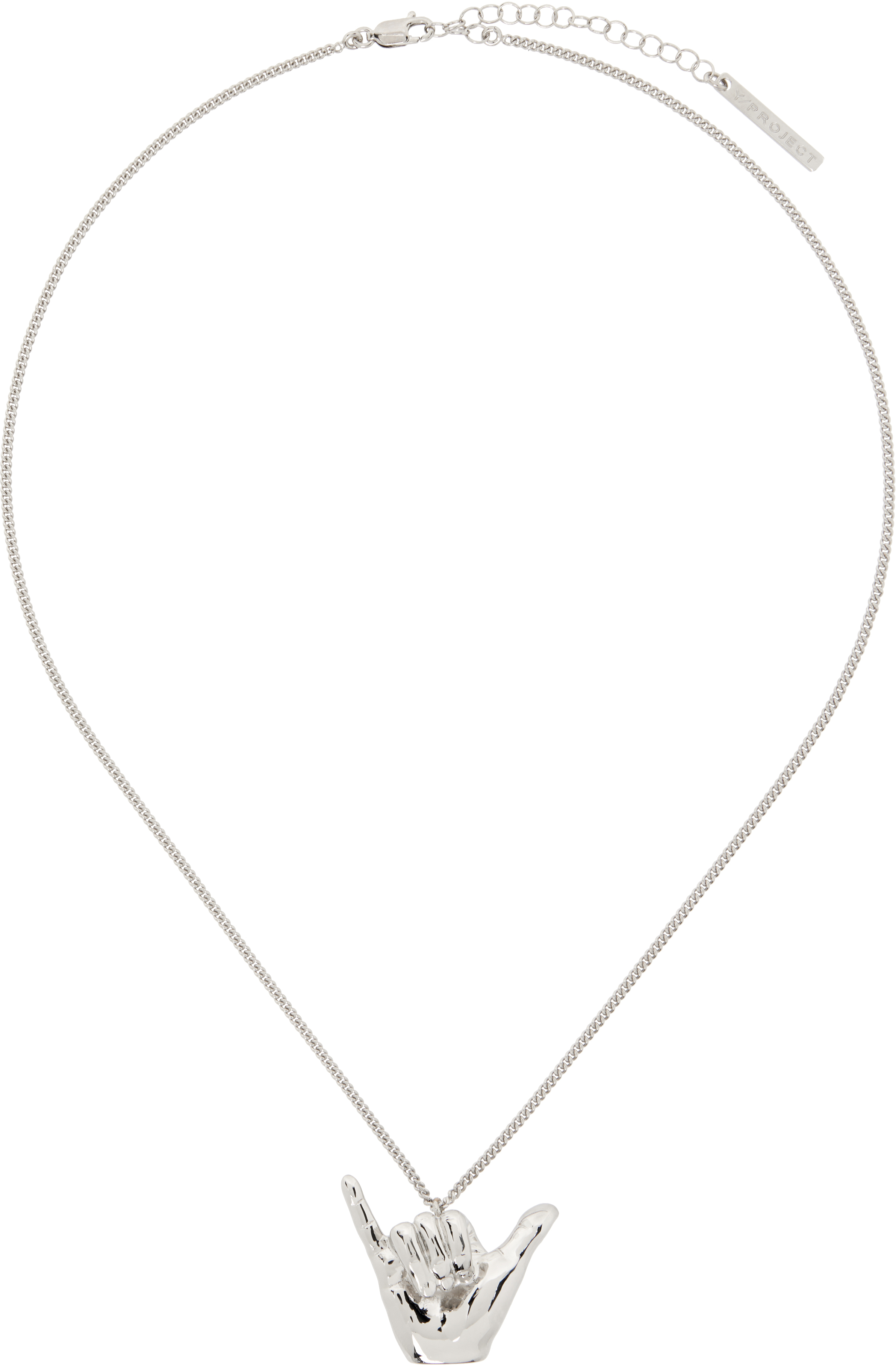 Y/project Silver Mini Shaka Pendant Necklace In Shiny Silver