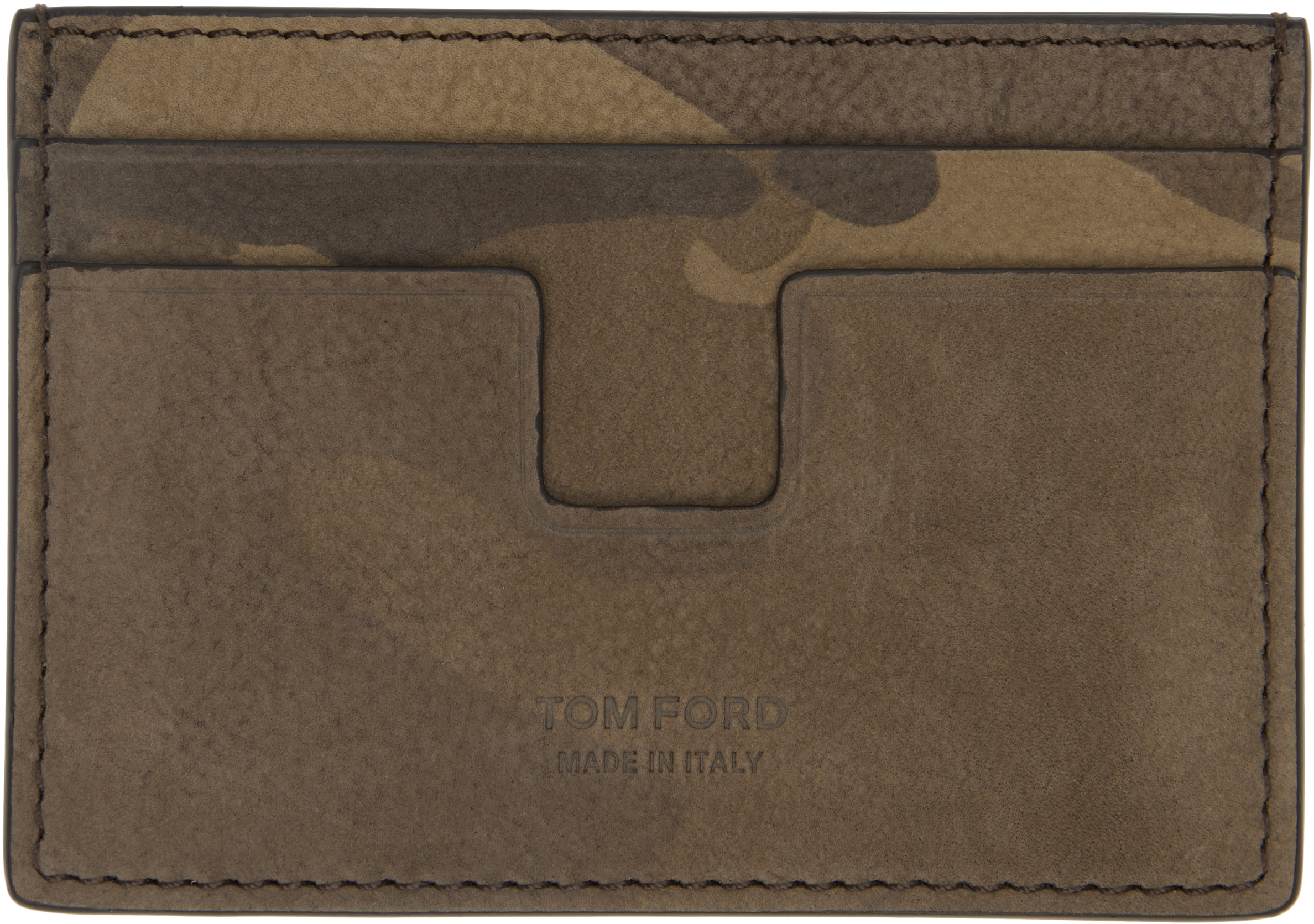 Khaki Camo Nubuck Money Clip Card Holder