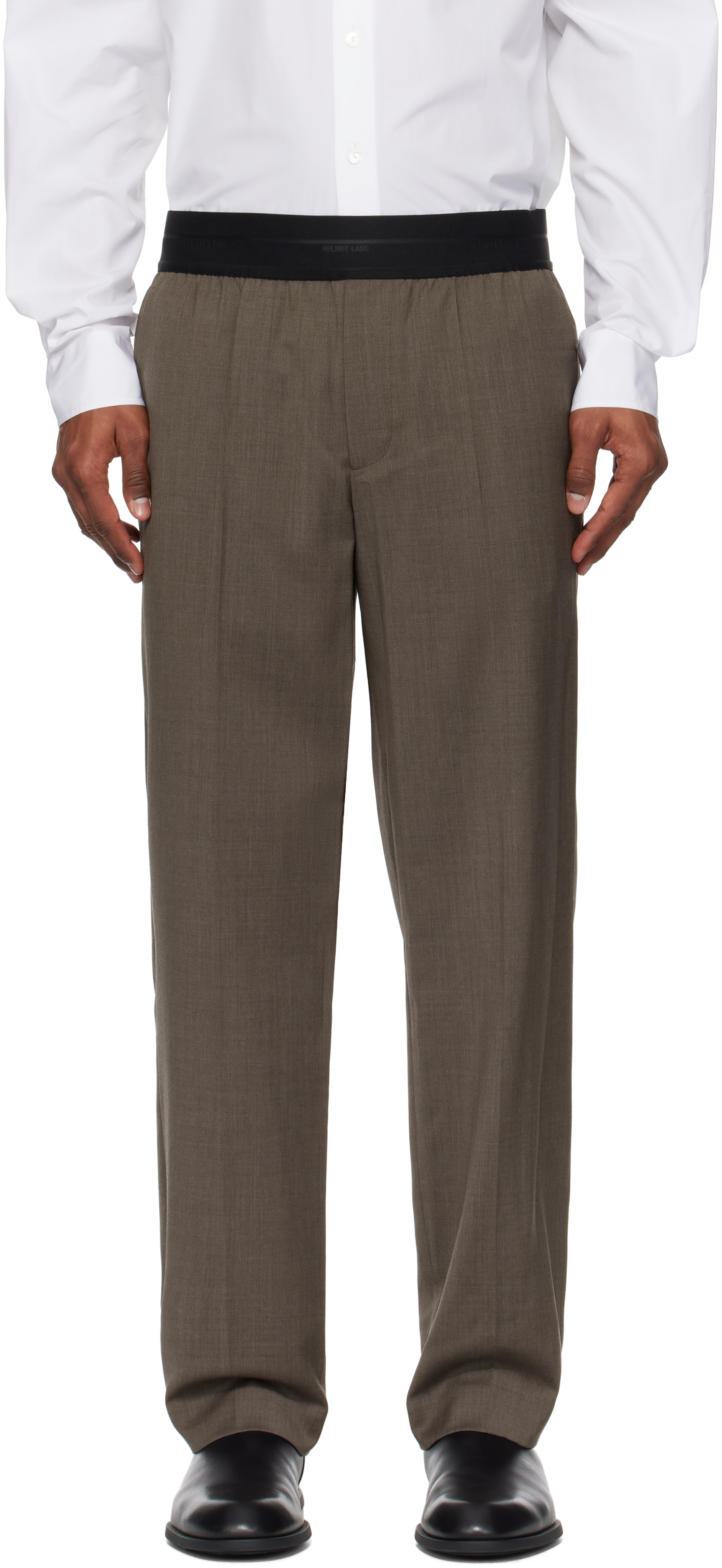 Brown Tapered Pull-On Trousers