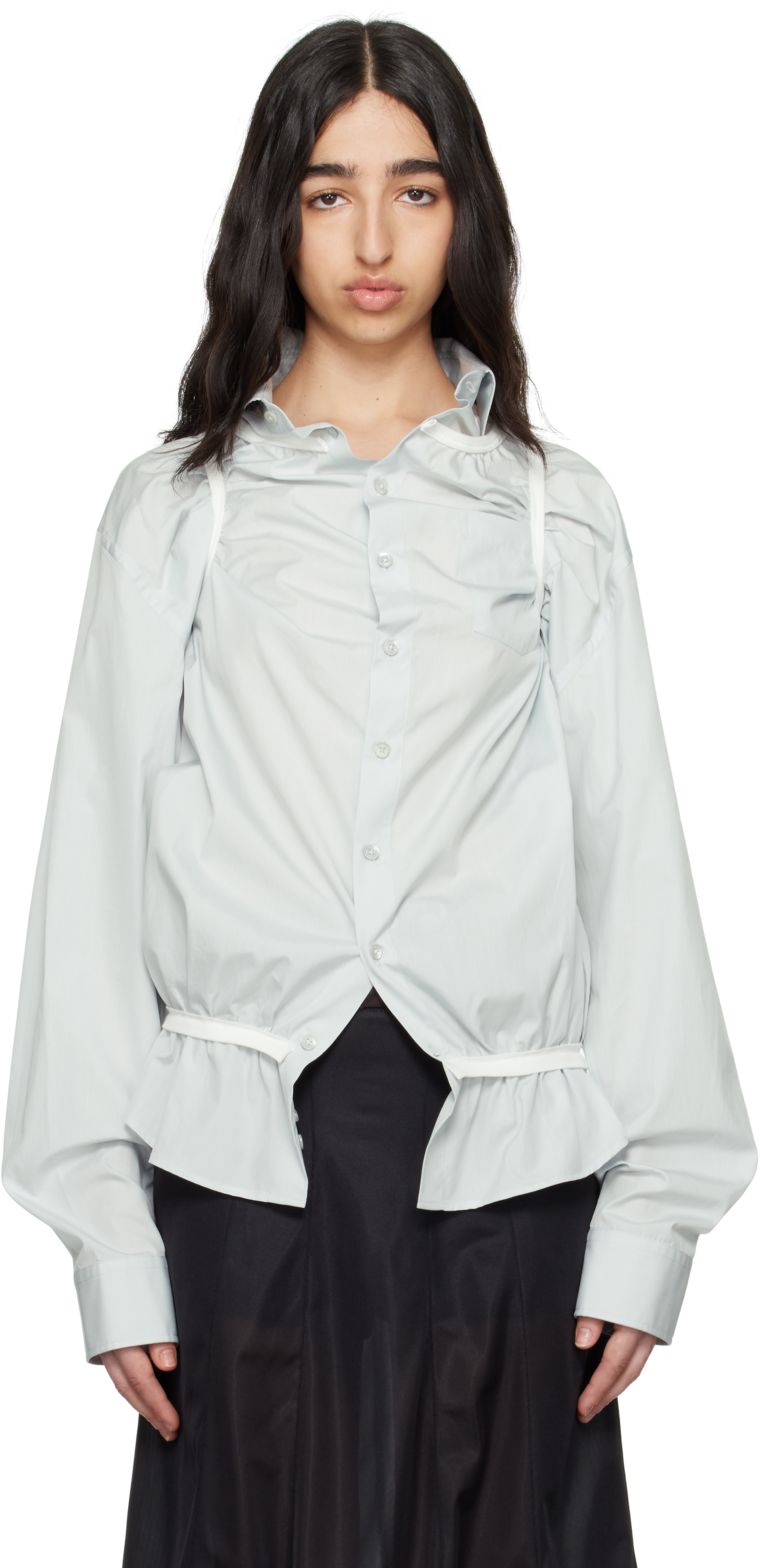 Shop Maison Margiela Blue Piping Shirt In 500 Light Blue