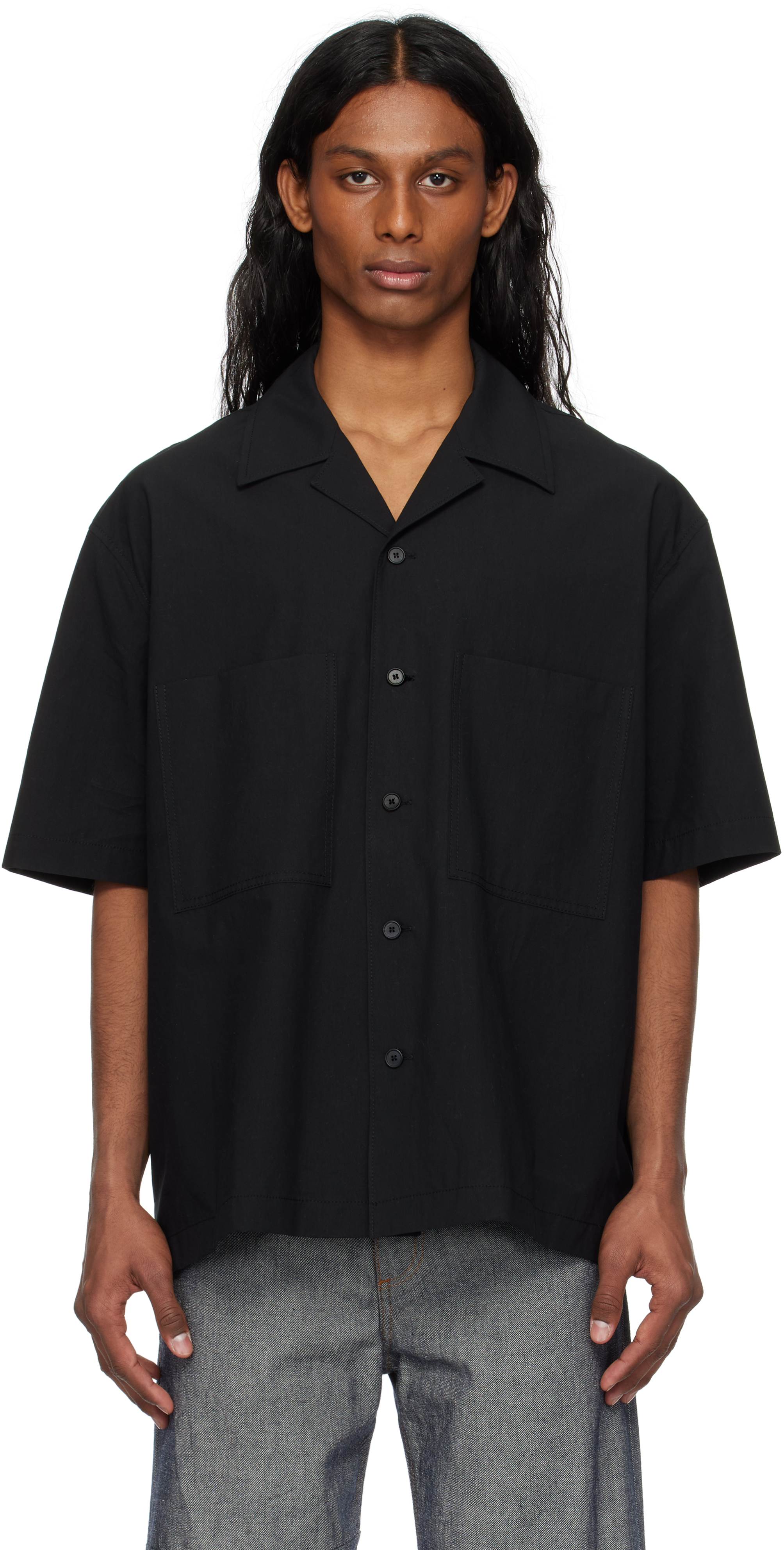 Black Nylon Poplin Shirt
