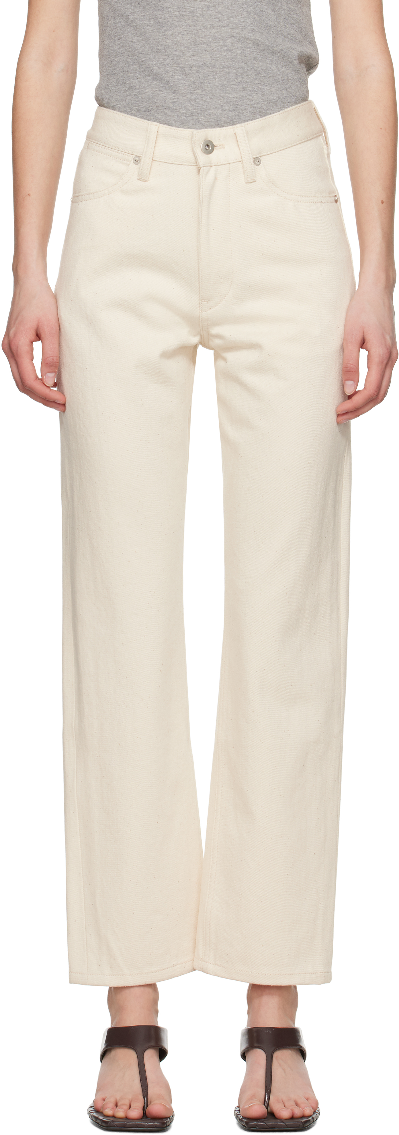 JIL SANDER OFF-WHITE SLIM FIT JEANS 