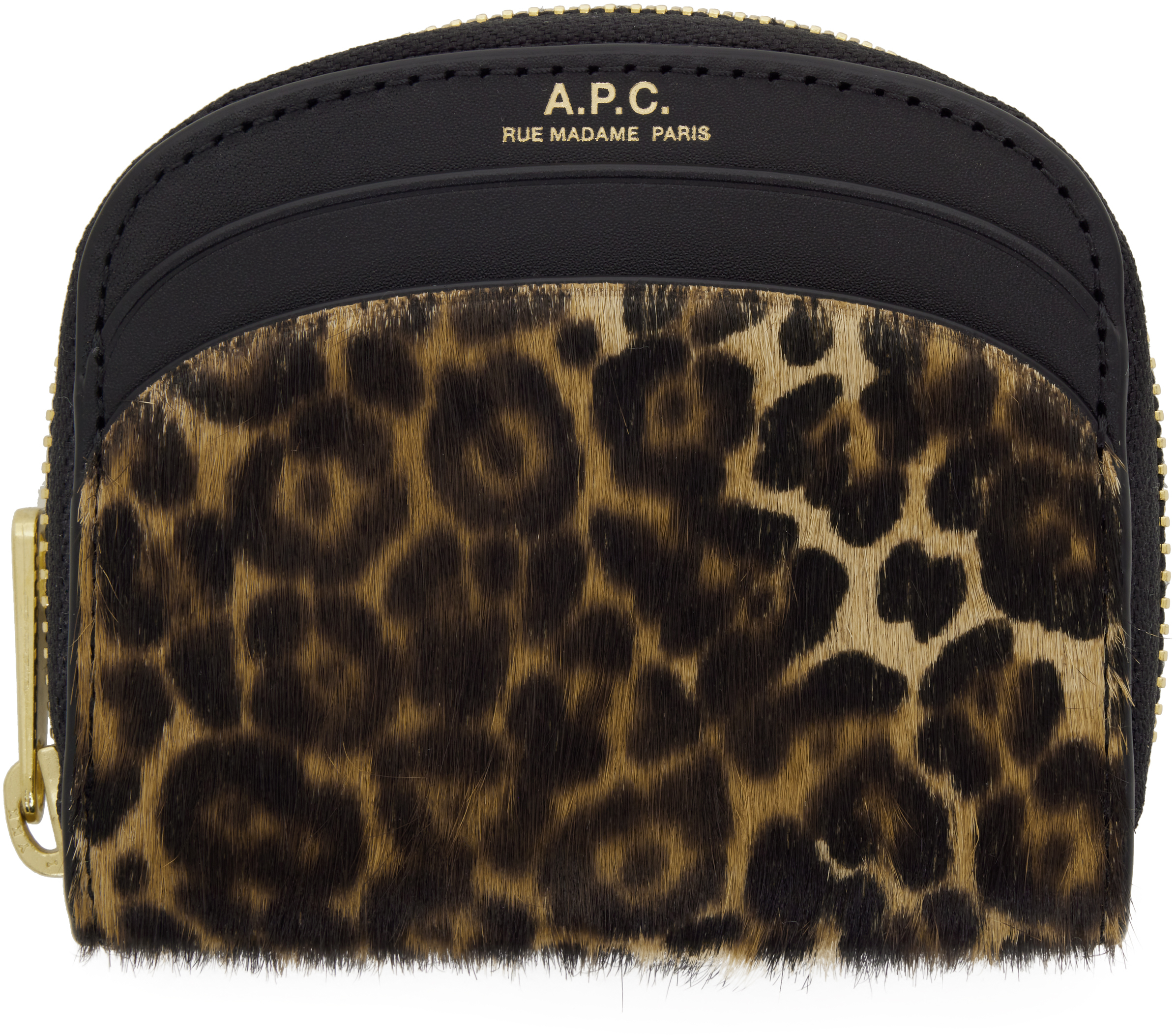 A. P.C. Brown & Black Demi-Lune Mini Compact Card Holder
