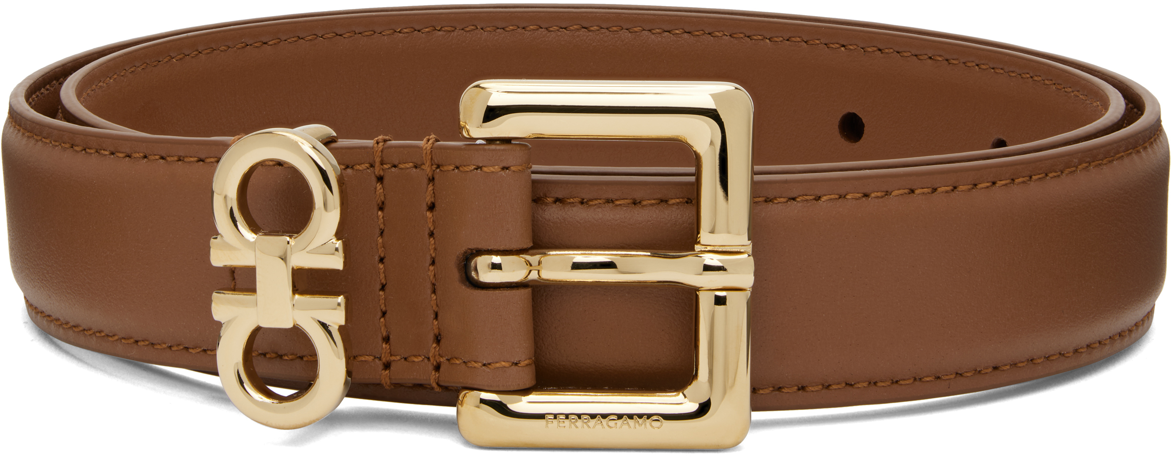 Tan Double Gancini Fixed Belt