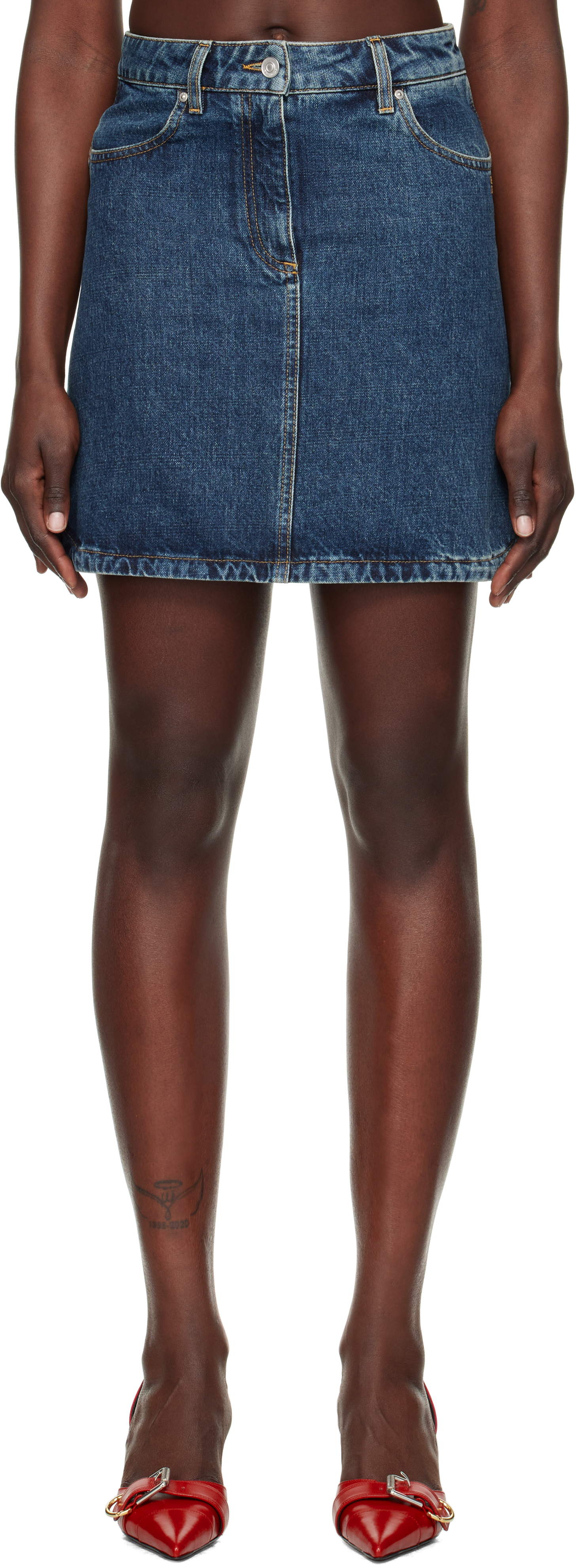 Givenchy Blue Chain Link Denim Miniskirt In 420-medium Blue