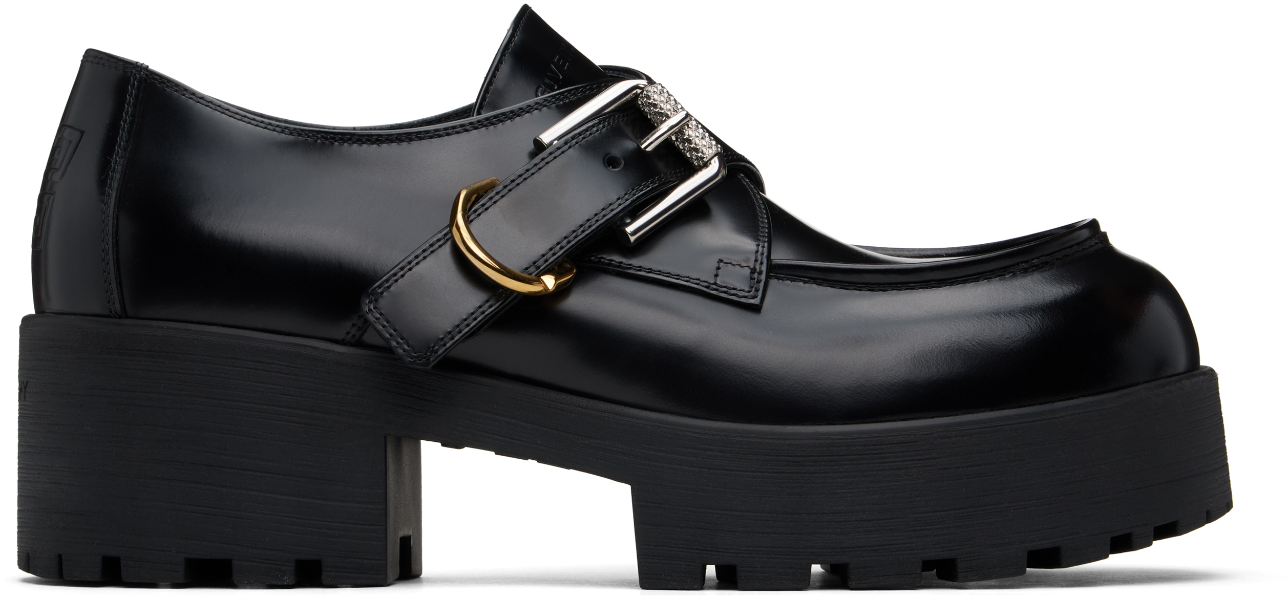 Givenchy Black Voyou Monk Loafers In 001-black