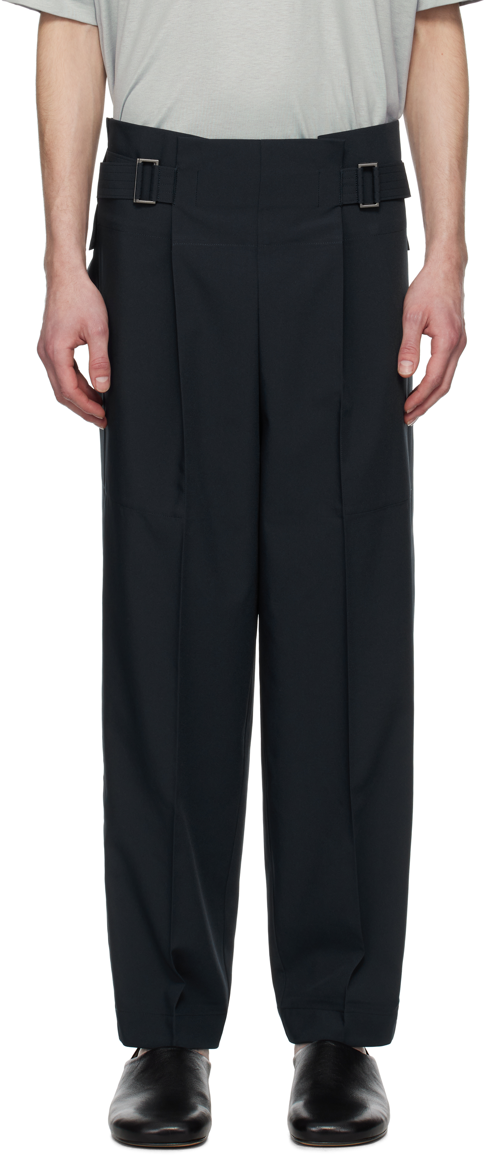 Khaki Flat Tuck Trousers