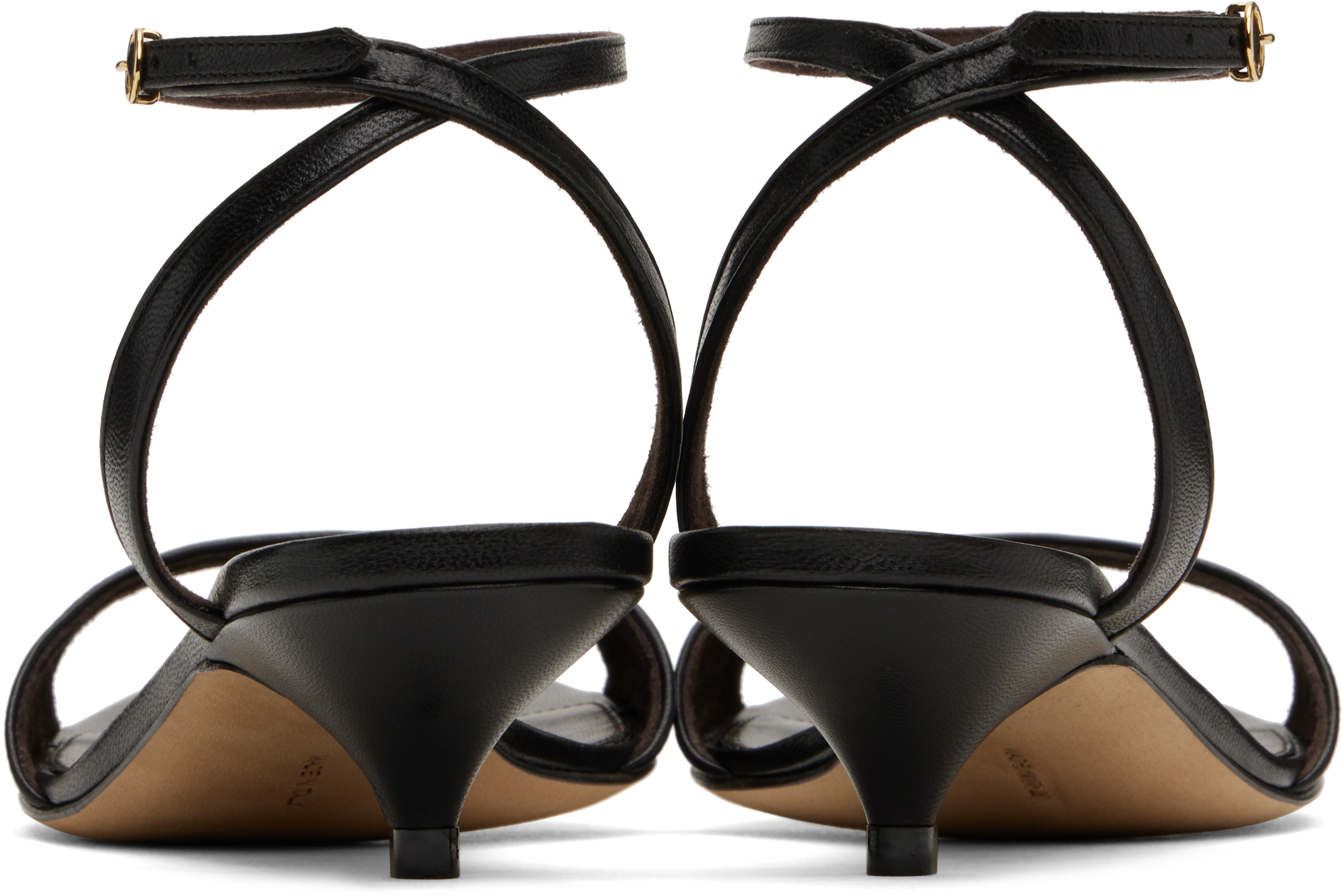 Shop The Row Black Vika Ankle Strap Kitten Heeled Sandals In Blk Black