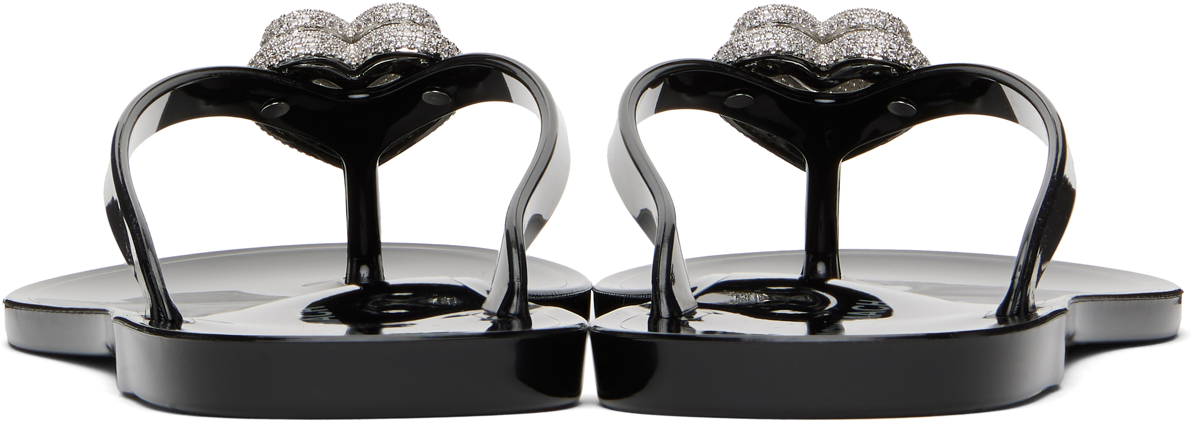 Shop Mach&mach Black Double Heart Flip-flops