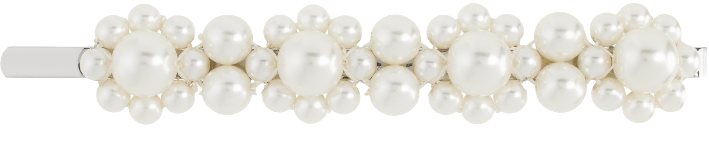 Simone Rocha Silver & White Flower Hair Clip In Pearl