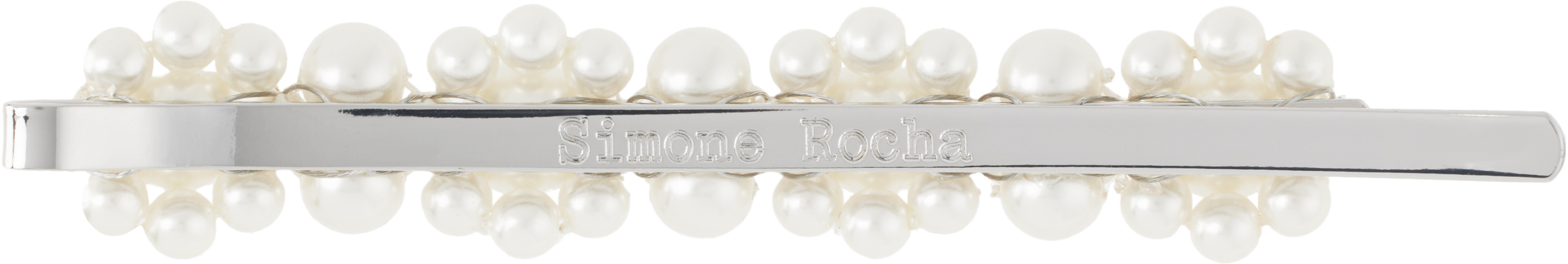 Simone Rocha Silver & White Flower Hair Clip In Pearl