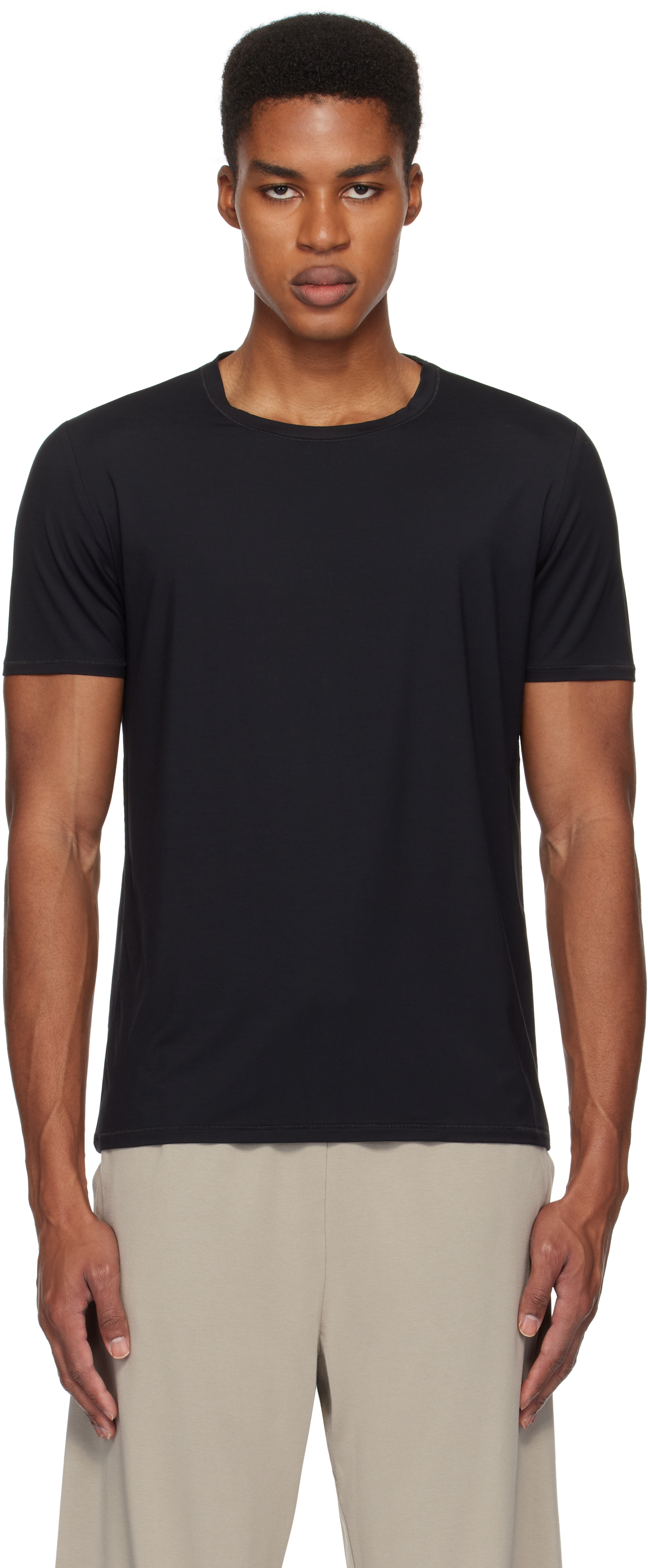 Skims Three-pack Black  Stretch T-shirts In Obsidian