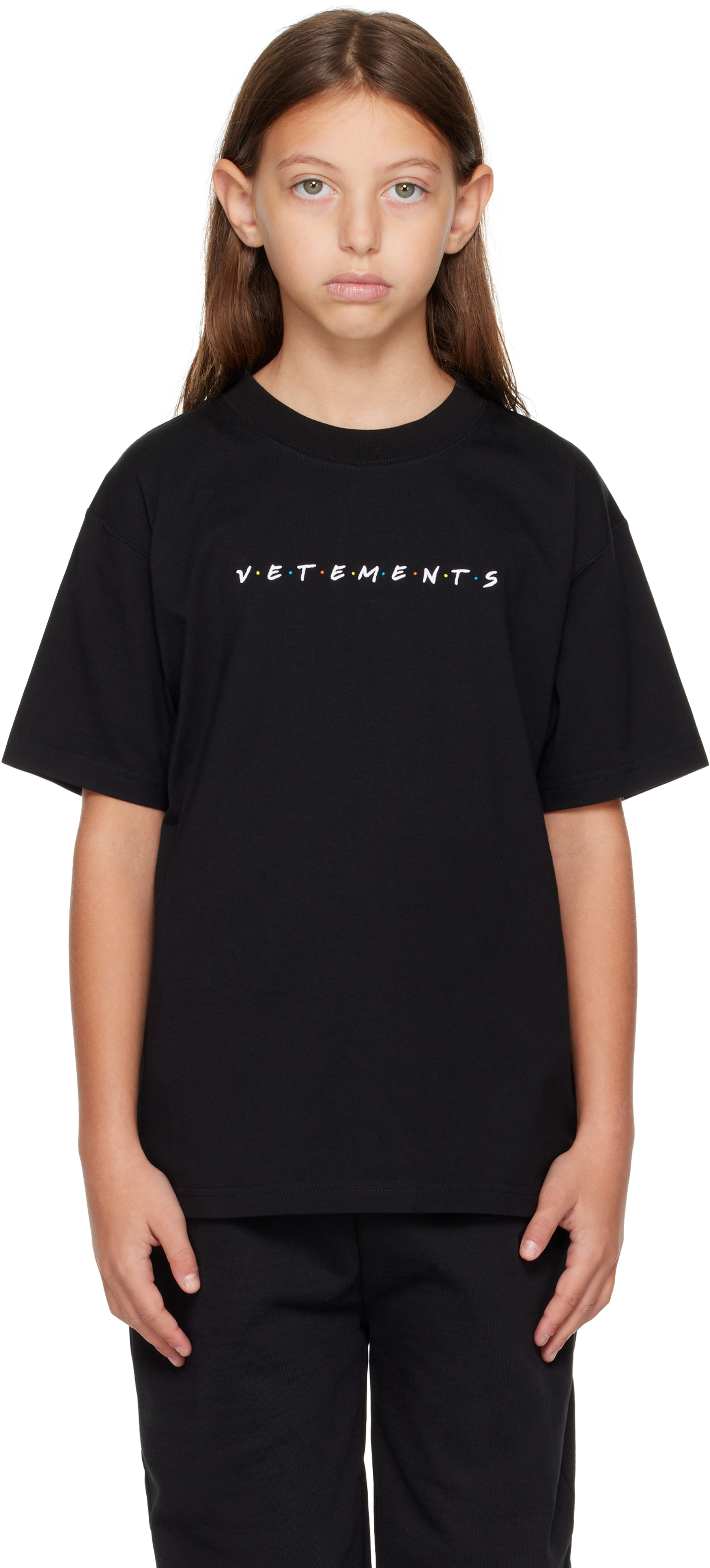 Vetements Kids Black Friendly Logo T-shirt