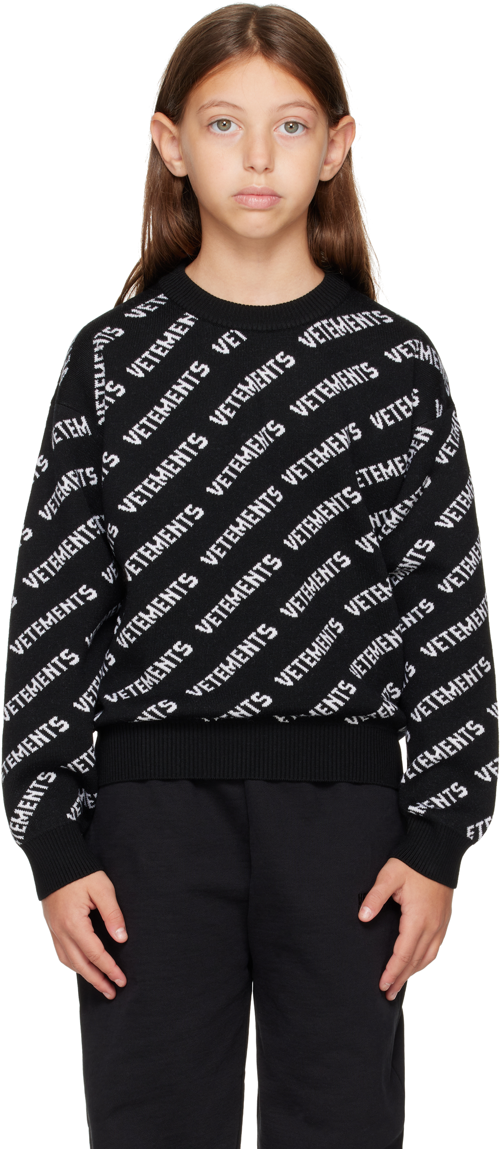 Vetements Kids Black & White Monogram Sweater In Black / White