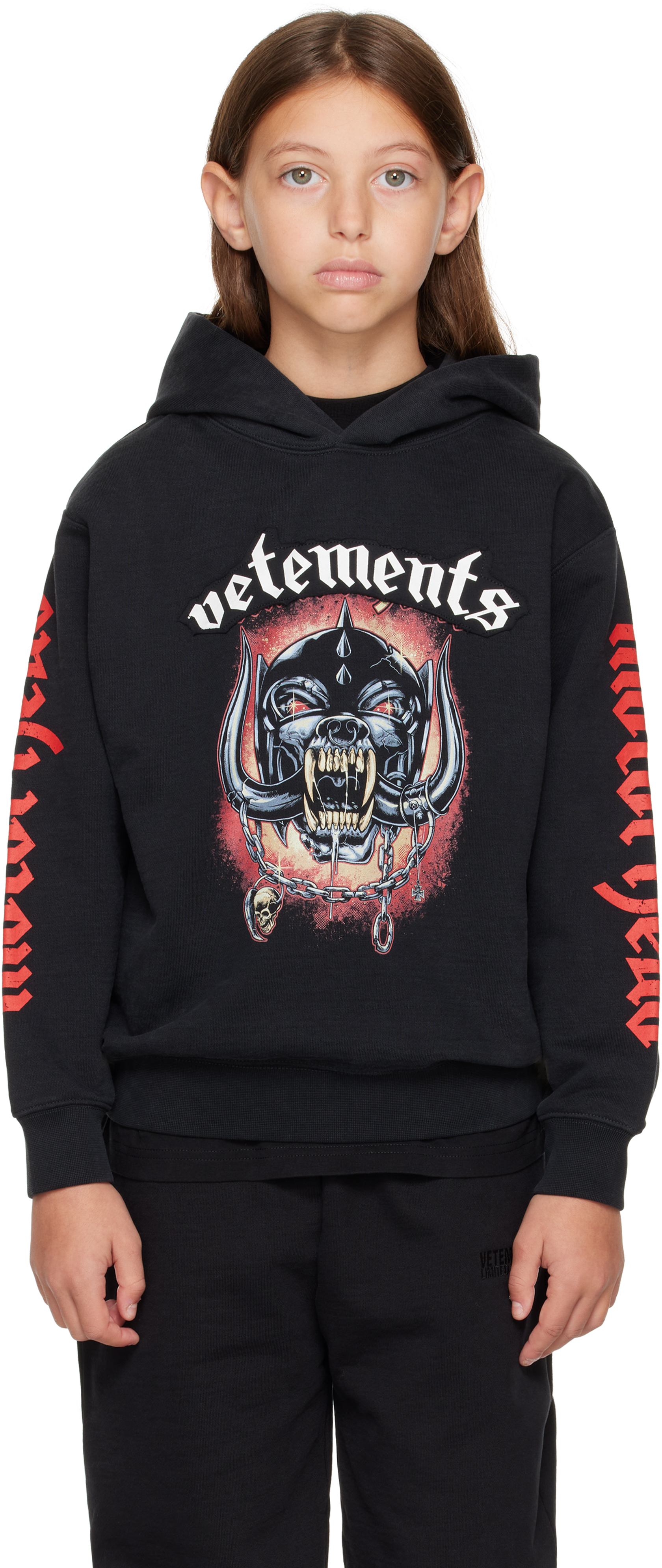 Vetements Kids Black Motörhead Patched Hoodie