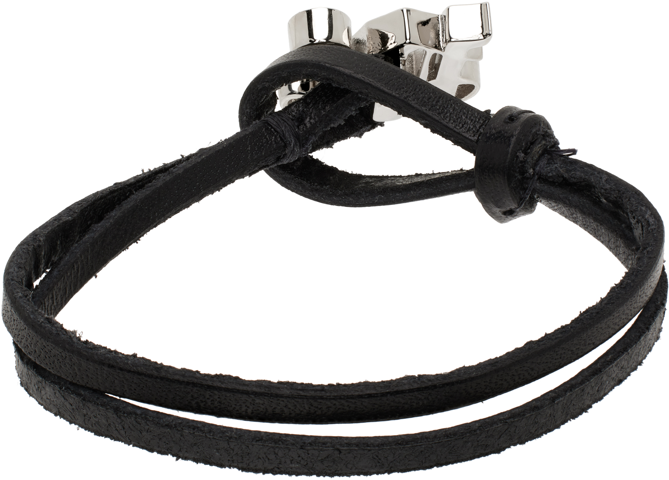 Shop Palm Angels Black Cord Monogram Bracelet In Black - Silve