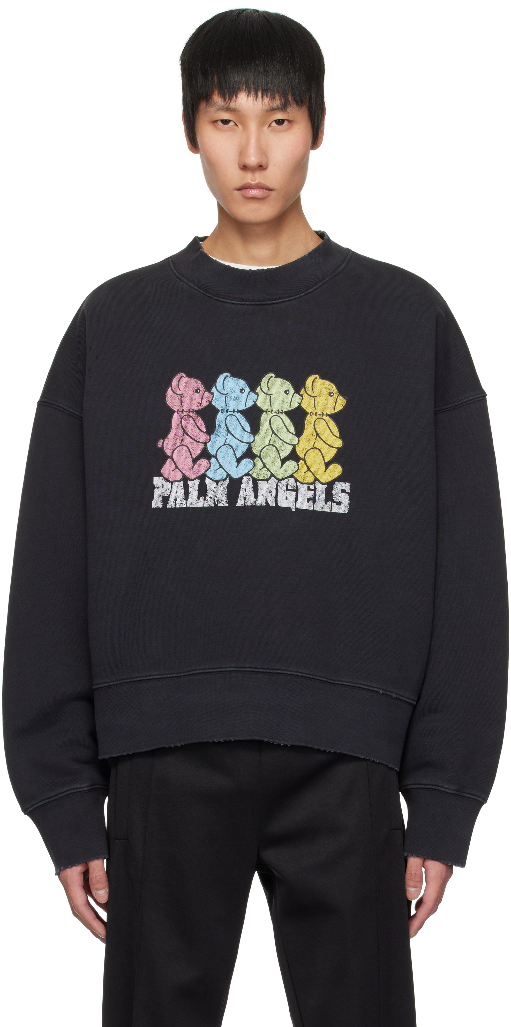 Shop Palm Angels Black Bears Crewneck Sweatshirt In Black - Multicolor