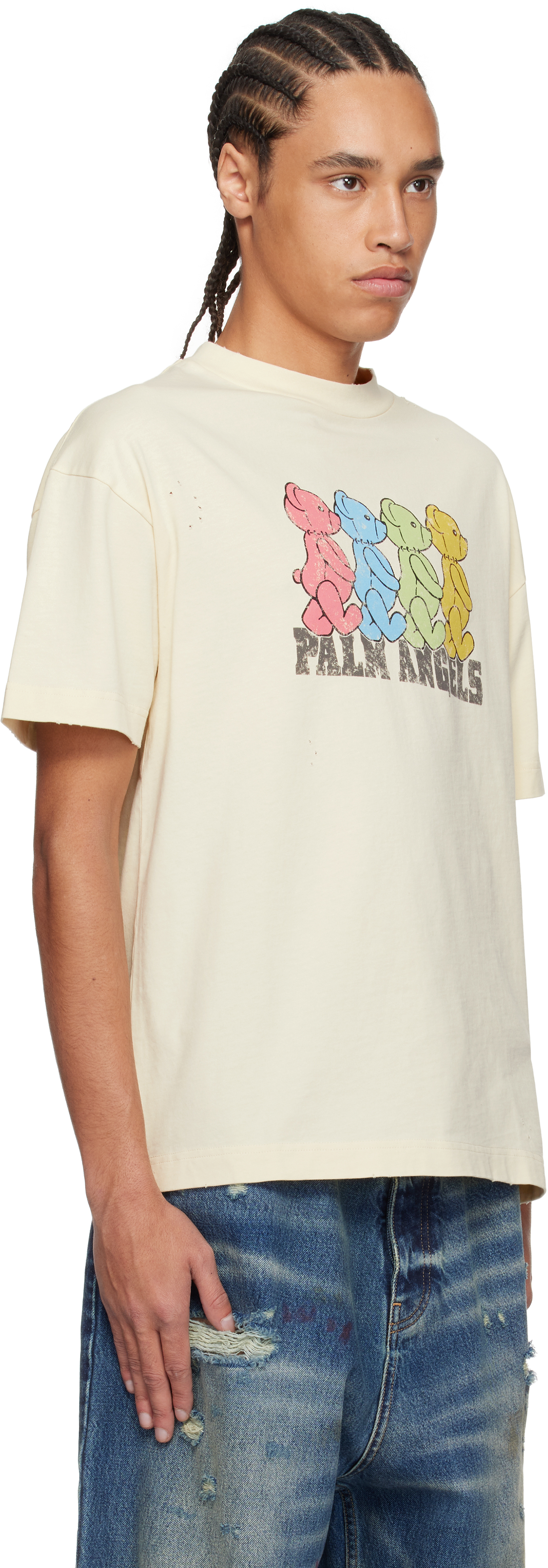 Shop Palm Angels Off-white Multicolor Bears T-shirt In Ivory - Multicolor