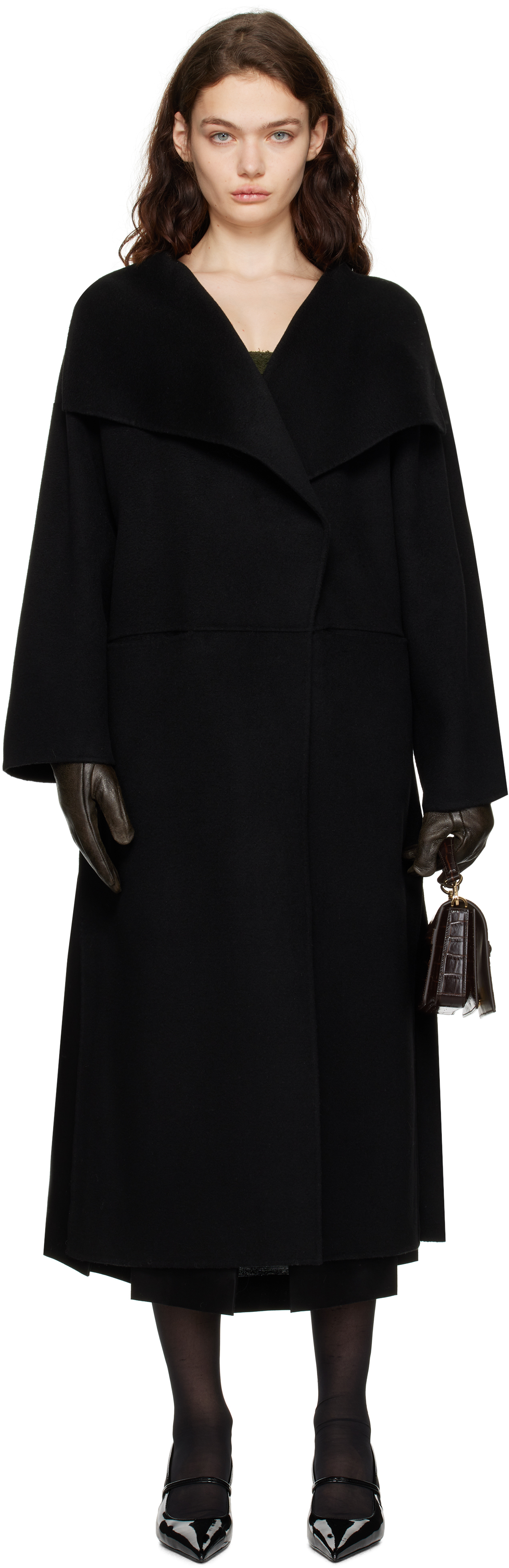 Shop Totême Black Signature Wool Cashmere Coat In Black 200