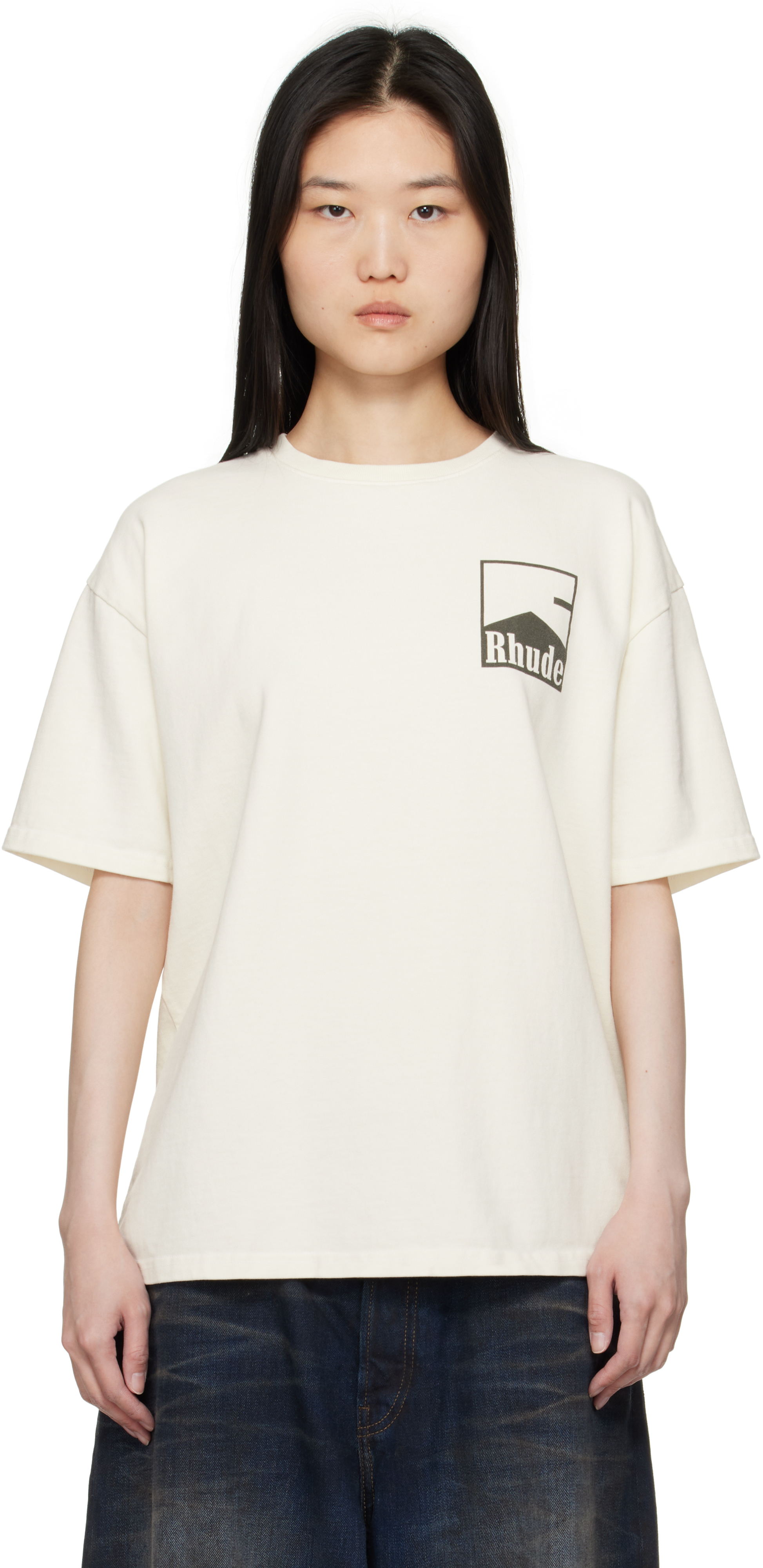 Rhude Off-white  Chevron T-shirt In 0241 Vtg White