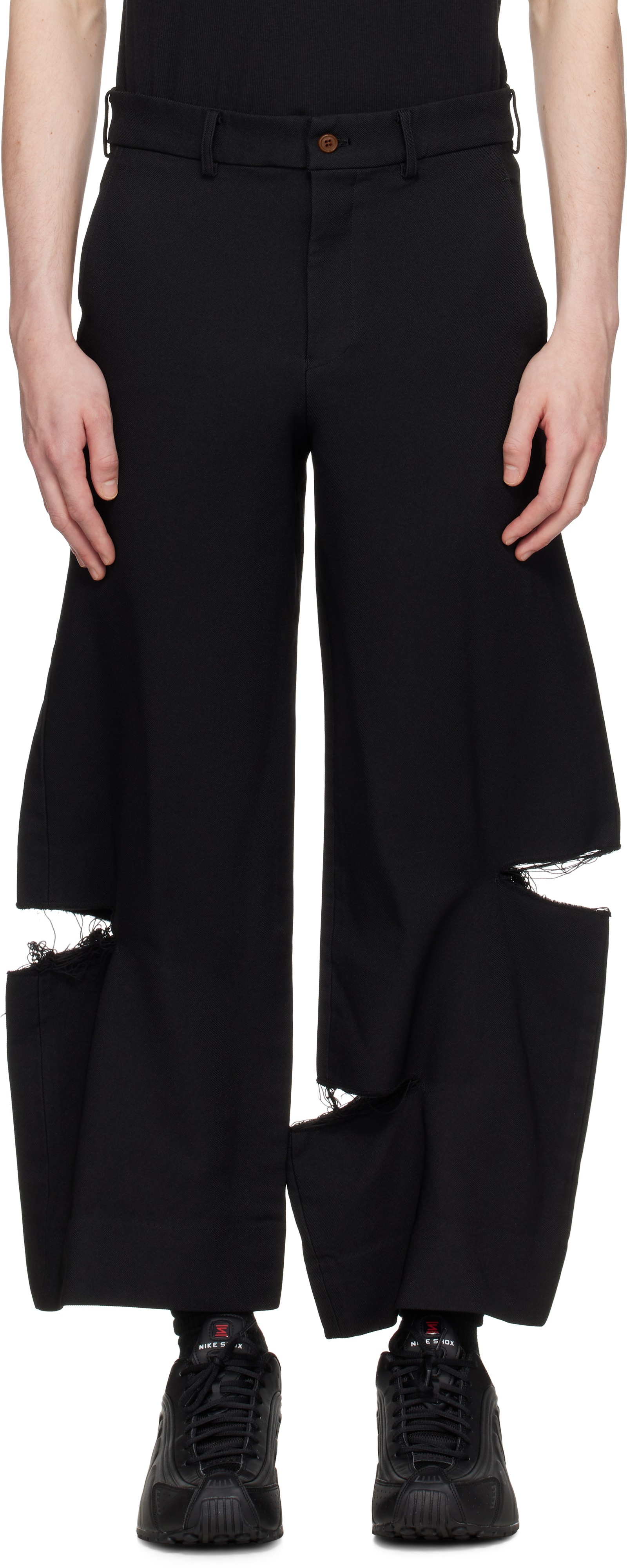 Black Thick Gabardine Trousers