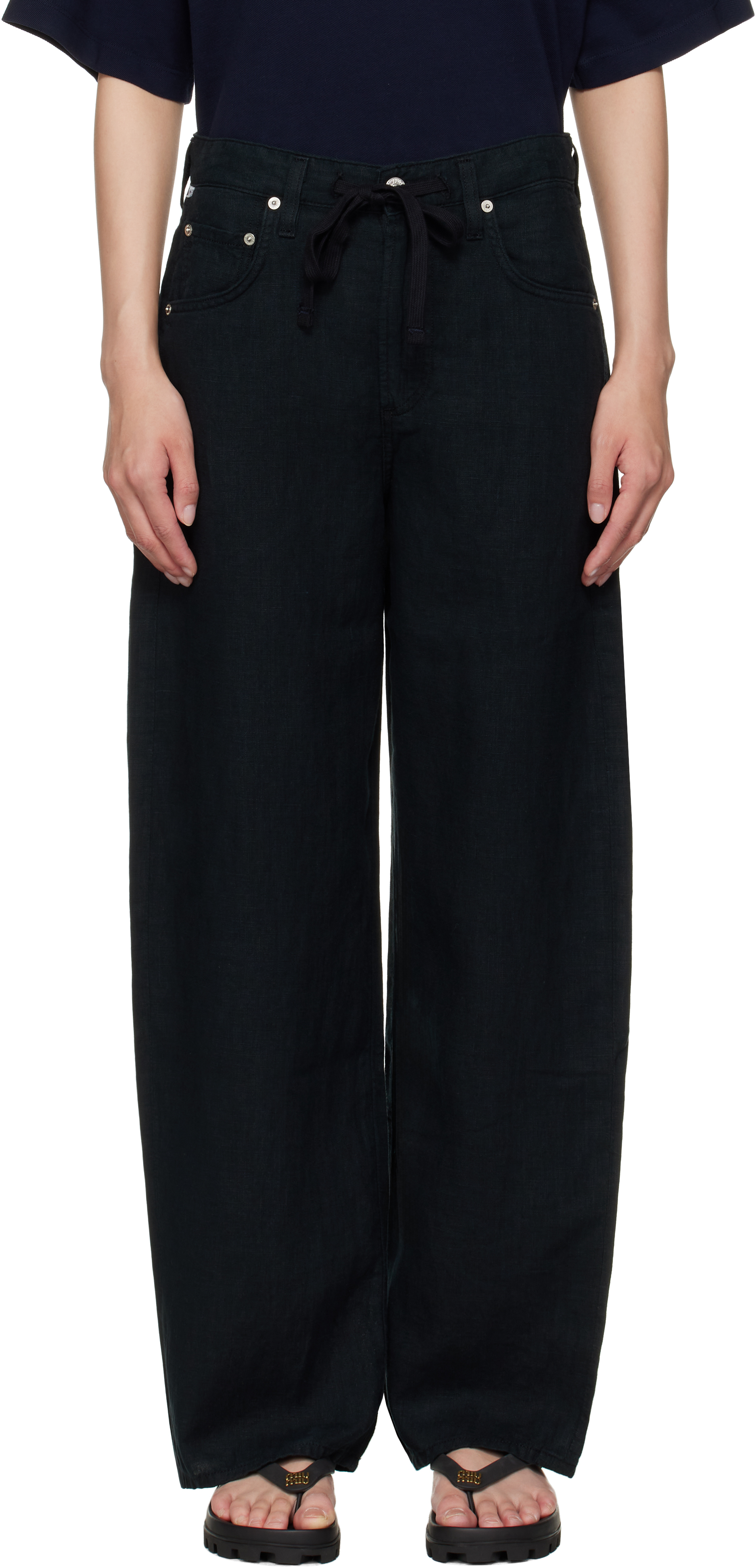 Black Brynn Linen Trousers