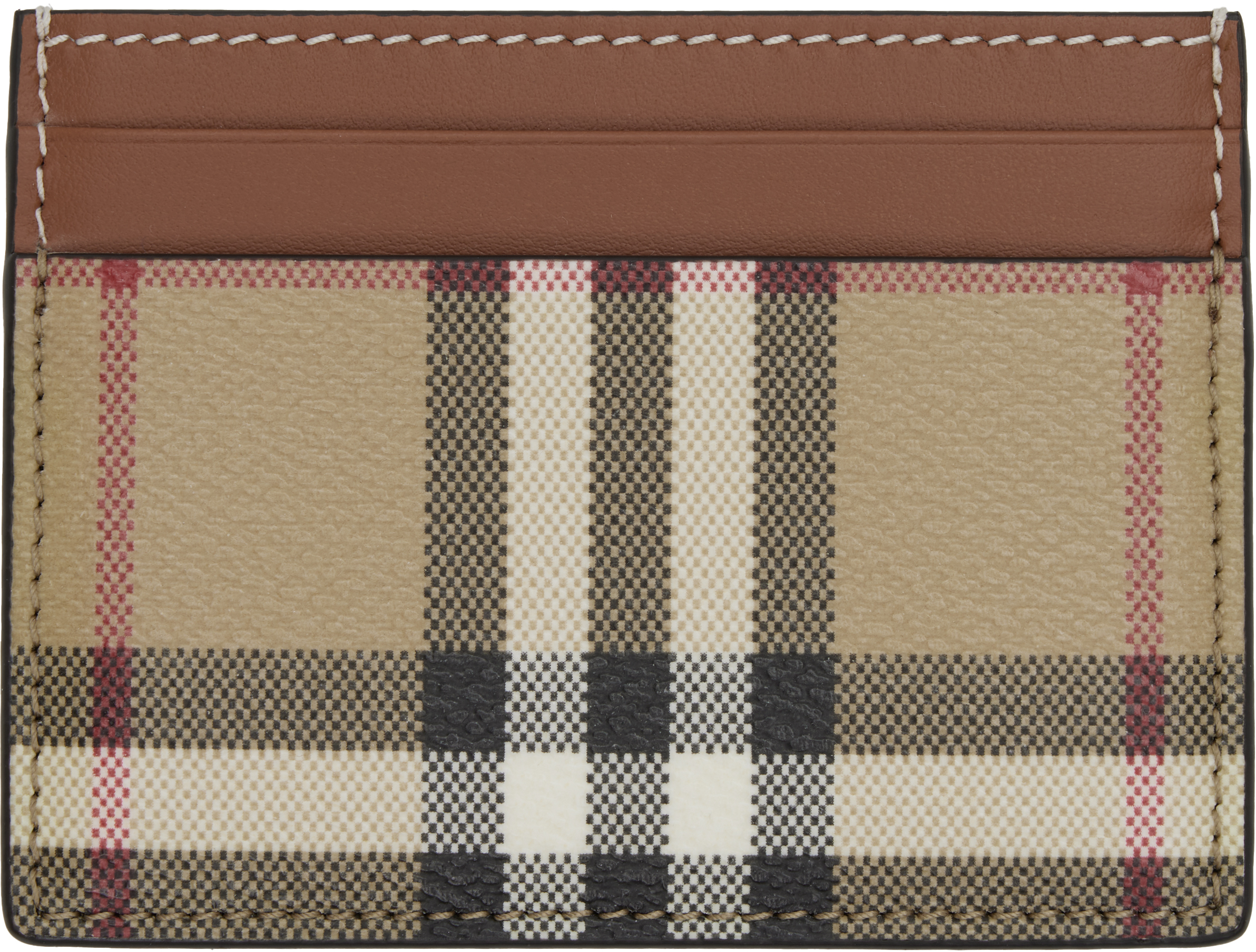 Beige & Brown Check Case Card Holder