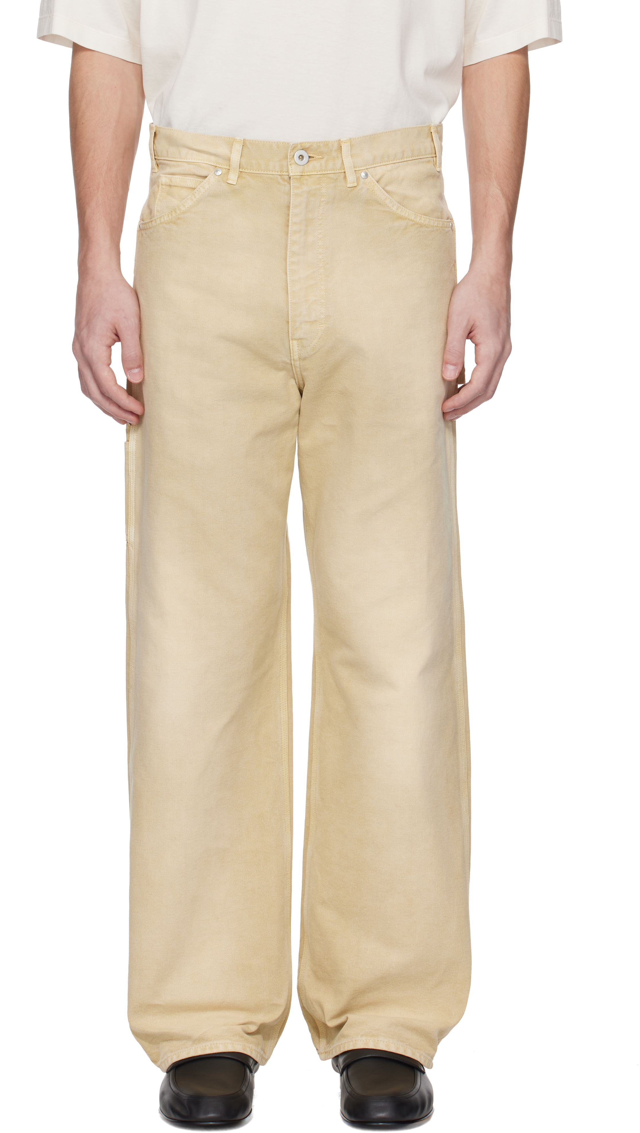 Beige Organic Cotton Duck Trousers