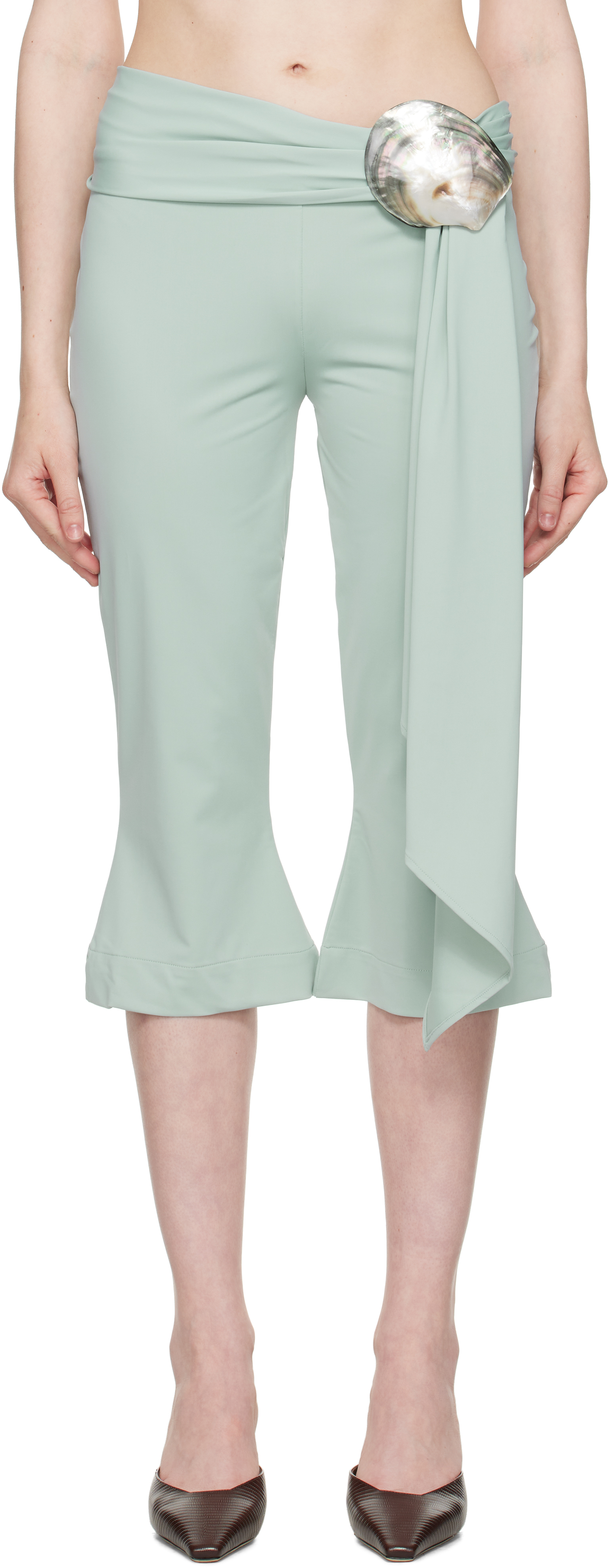 Blue Shell Belt Capri Trousers